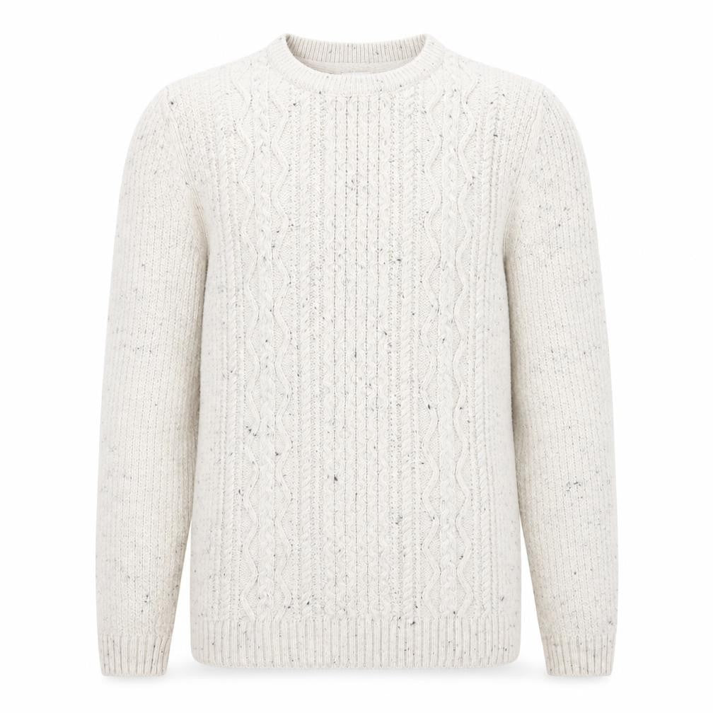 River Island Mens Beige Cable-Knit Crew Neck Jumper Size L