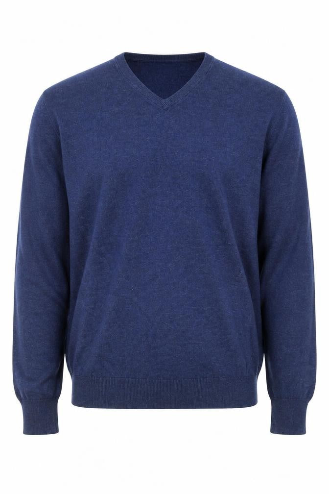 Conbipel Men's Blue Cotton V-Neck Jumper Size L Lightweight Knit