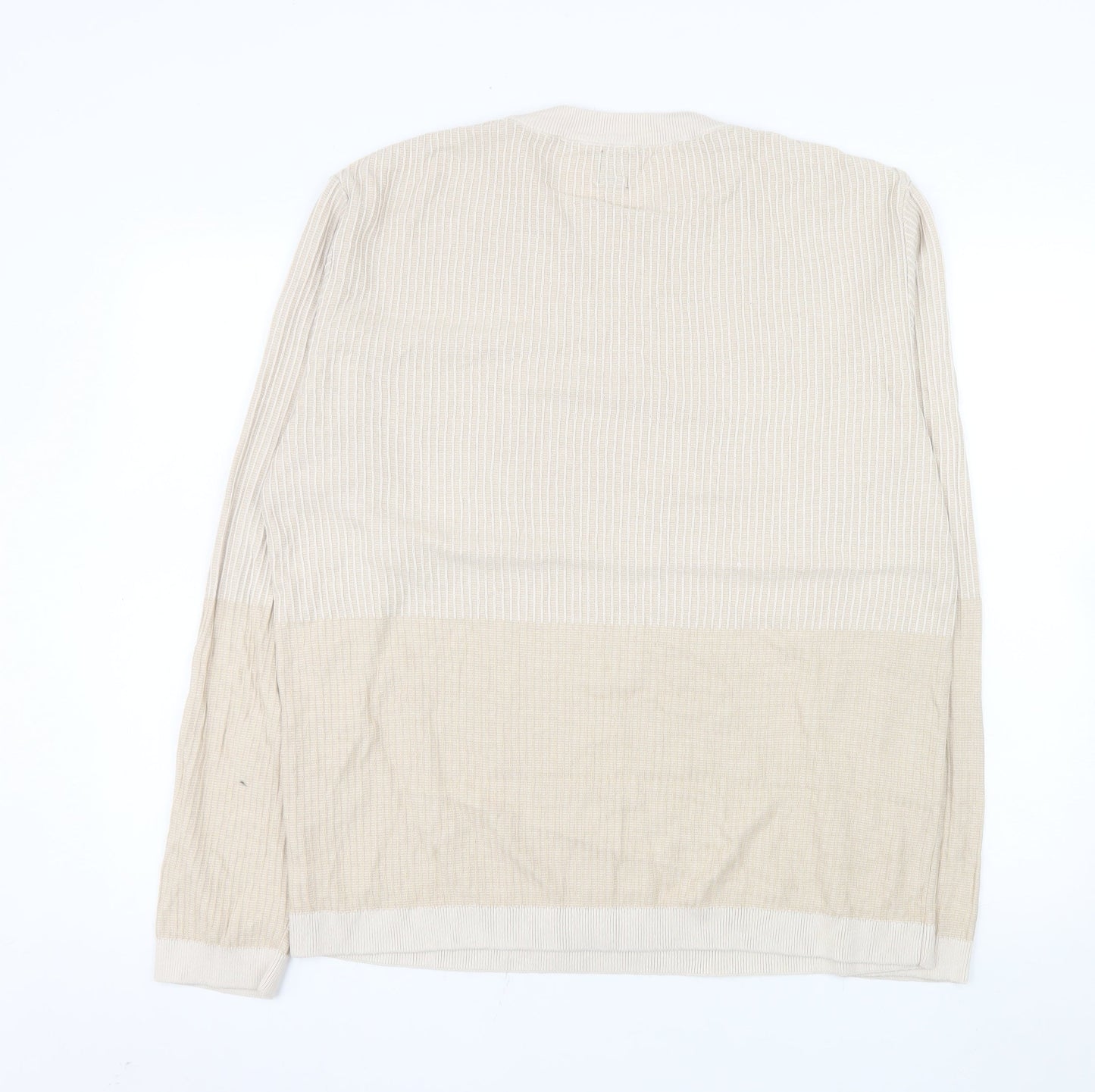 River Island Men’s Beige XL Pullover Crew Neck Cotton Blend Jumper