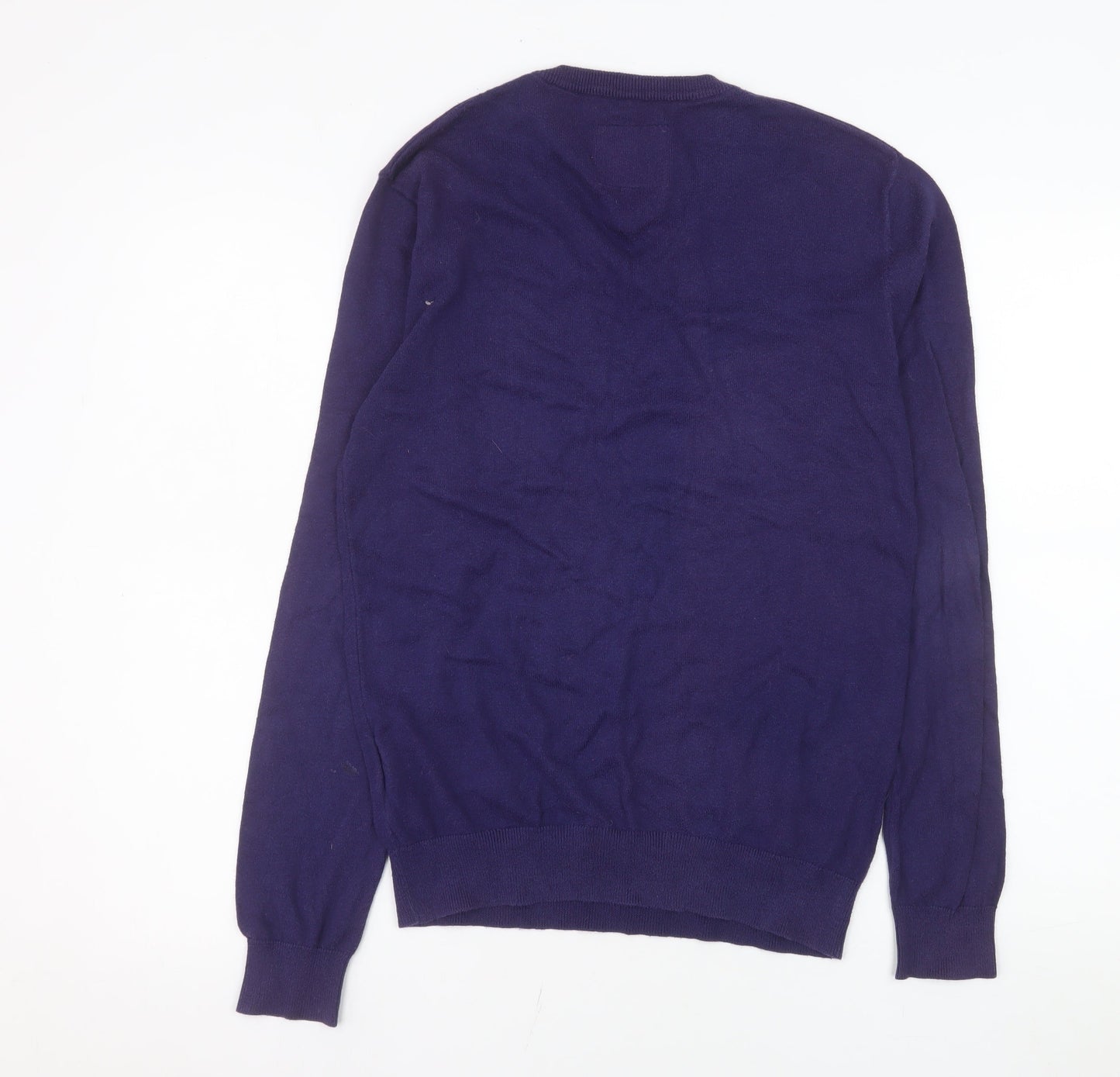 Jack Wills Men's Purple XS V-Neck Cotton Cashmere Jumper