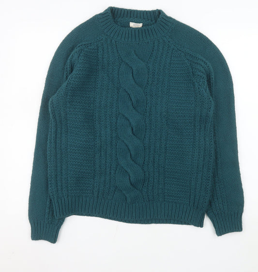 Fat Face Women Green Cable Knit Pullover Jumper UK 14