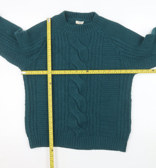 Fat Face Women Green Cable Knit Pullover Jumper UK 14