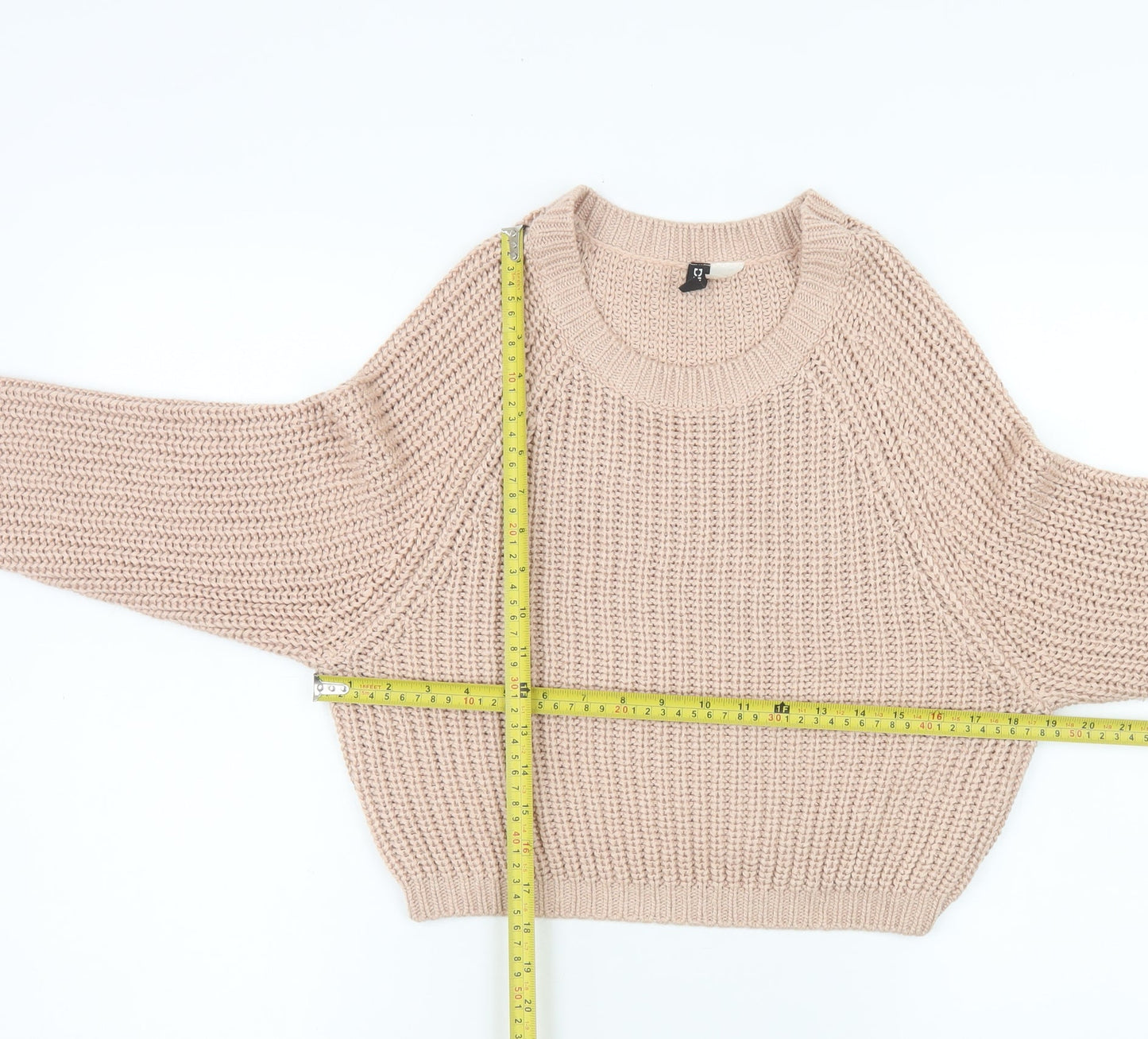 H&M Women Beige Chunky Knit Pullover Jumper Size S