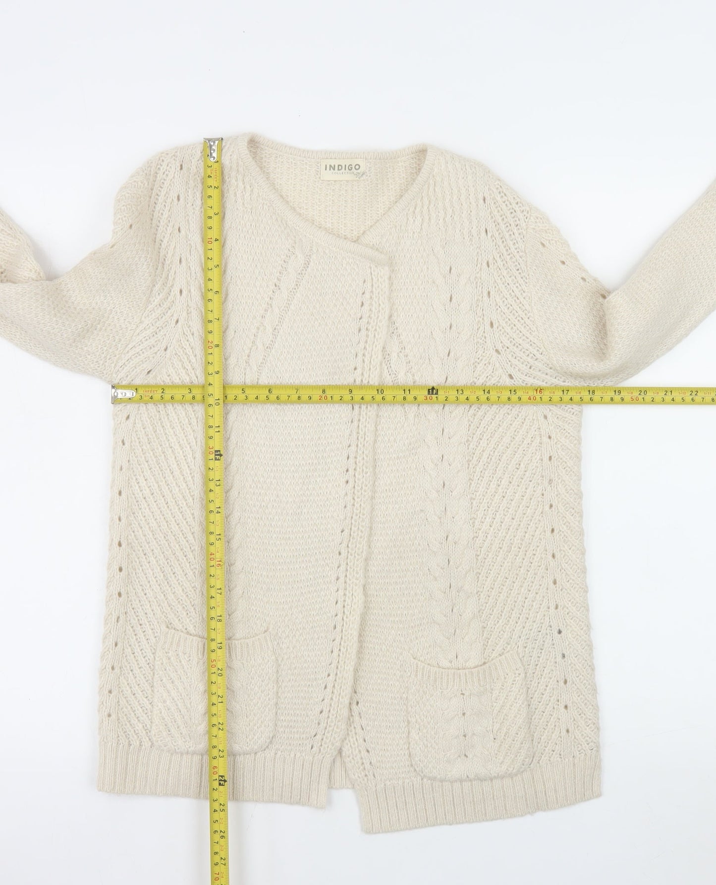 Marks and Spencer Women’s Ivory Cable Knit Long Sleeve Cardigan Size 10