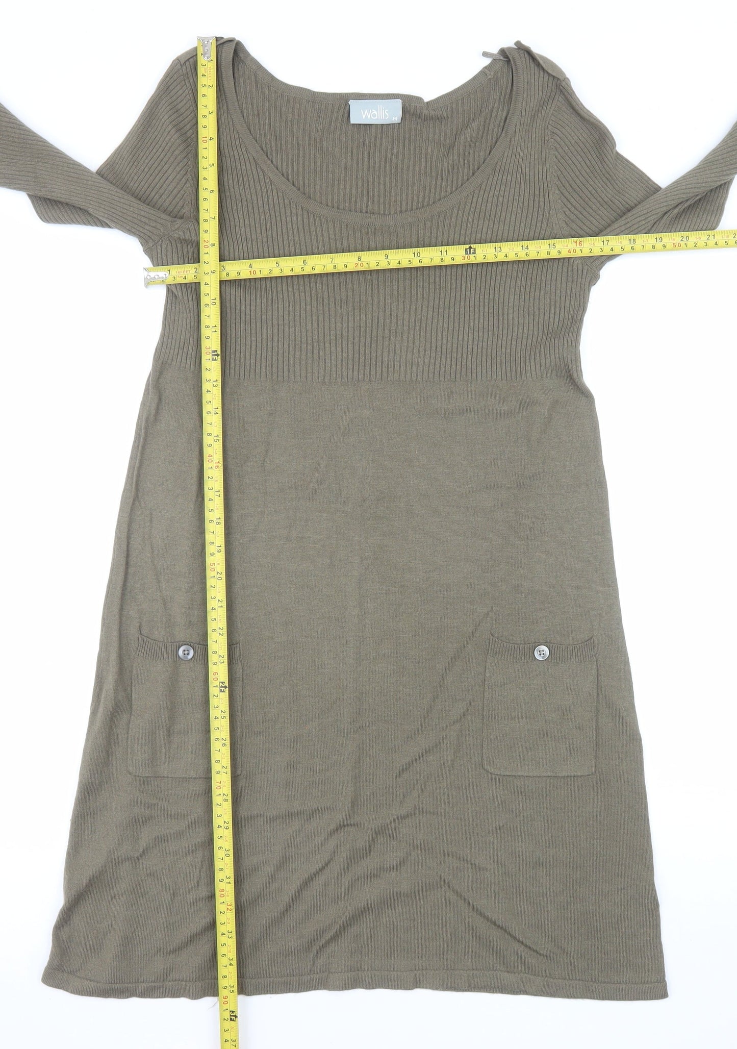 Wallis Women Brown Knit Jumper Dress M Long Sleeve Scoop Neck