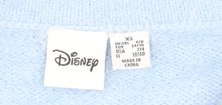 Disney Women’s Blue Stitch Crew Neck Pullover Sweatshirt XS