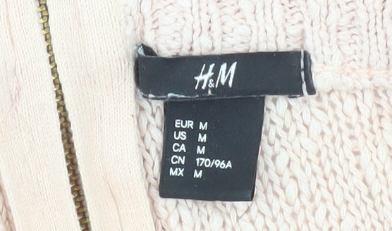 H&M Women Beige Cotton High Neck Knit Jumper Size 12