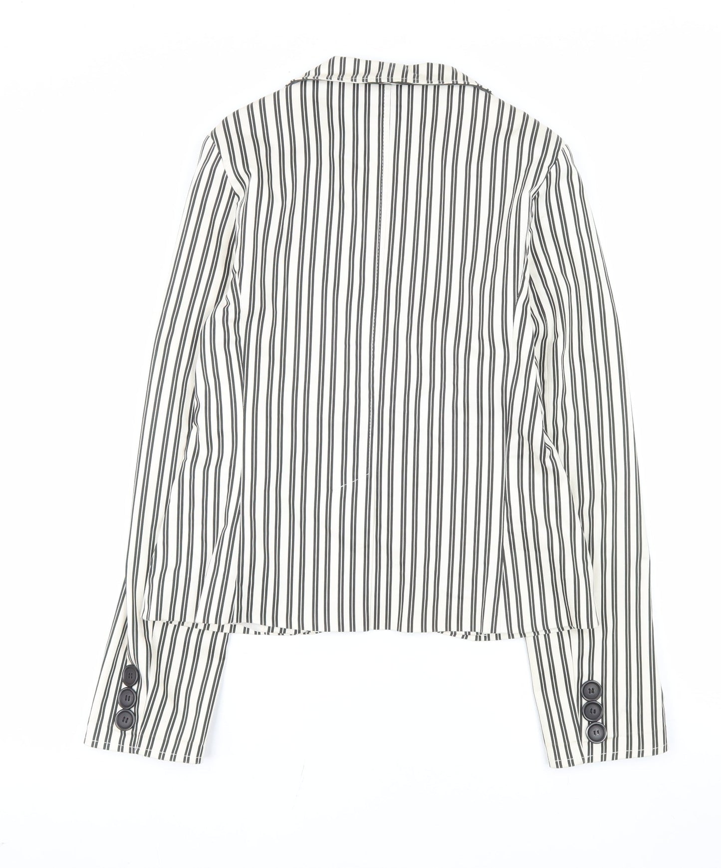 Pilot Women’s White Striped Cotton Stretch Blazer Jacket Size 12