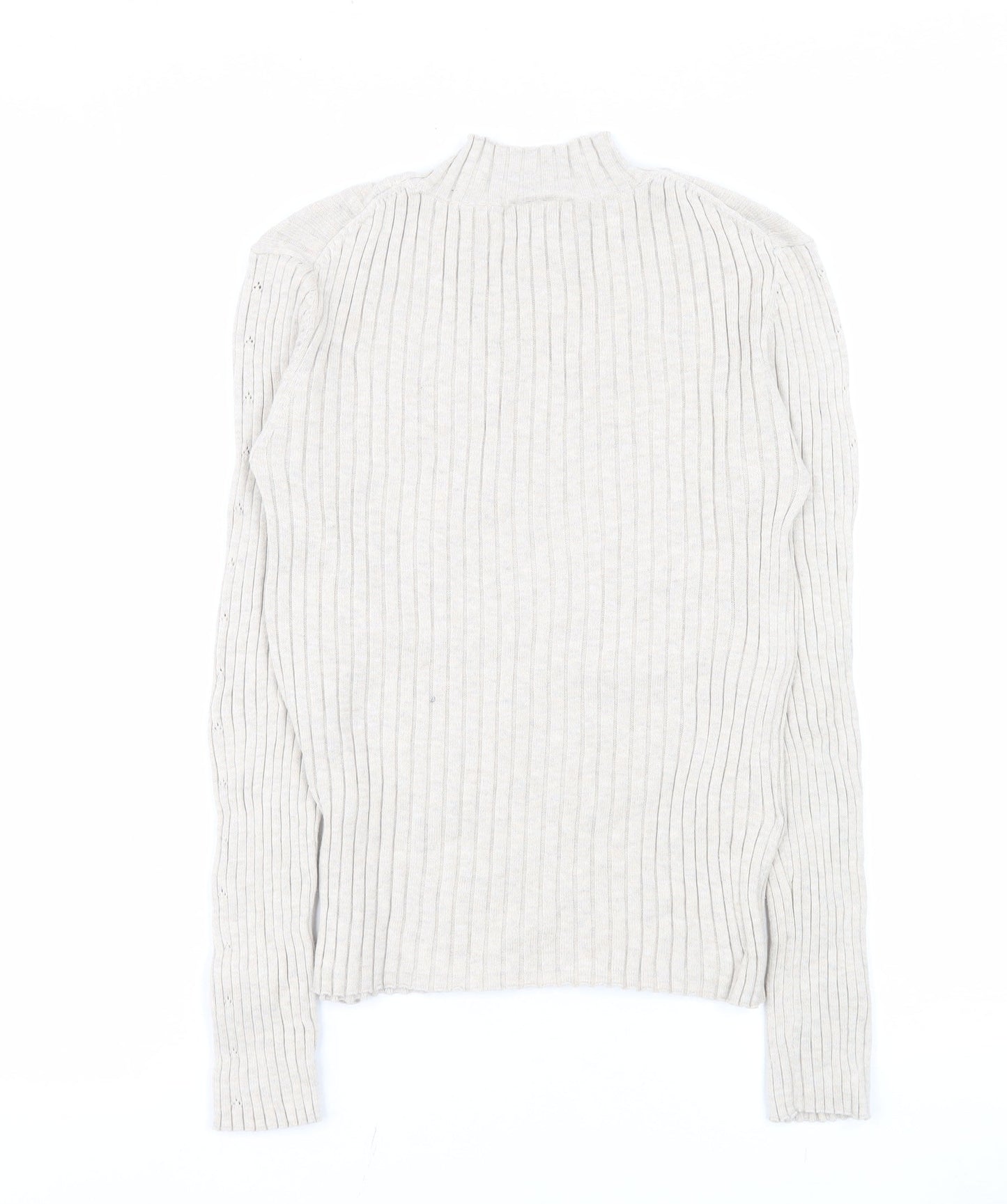 Laura Ashley Women’s Ivory Mock Neck Knit Cotton Jumper Size M