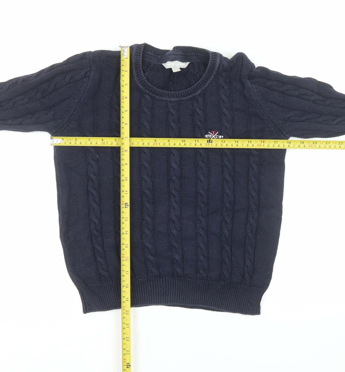 Tokyo Laundry Women's Blue Cable-Knit Cotton Jumper M