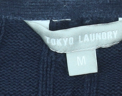 Tokyo Laundry Women's Blue Cable-Knit Cotton Jumper M