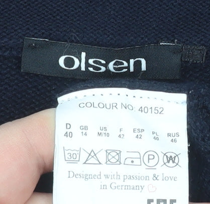 Olsen Women's Navy Cotton Acrylic Full Zip Jacket UK 14