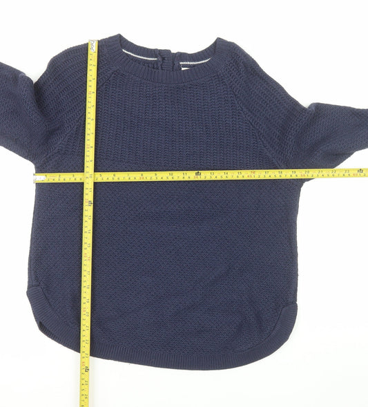Fat Face Women's Blue Crew Neck Waffle-Knit Jumper UK 10