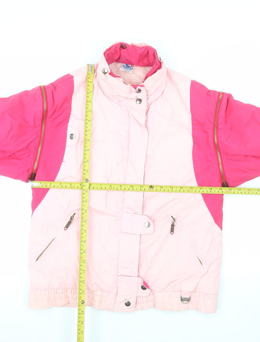 Rodeo Women's Pink Colourblock Puffer Jacket Size 10 Retro 80s Style