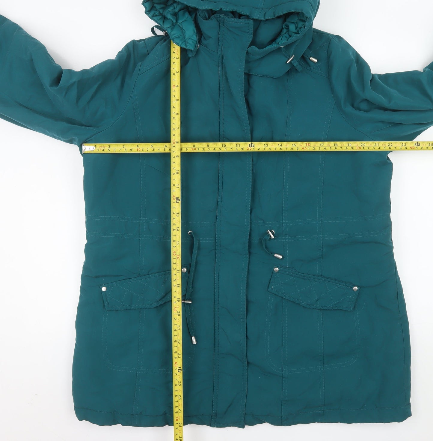 BHS Women’s Teal Hooded Long Parka Coat Size 16
