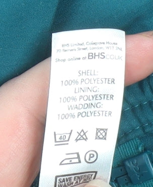 BHS Women’s Teal Hooded Long Parka Coat Size 16