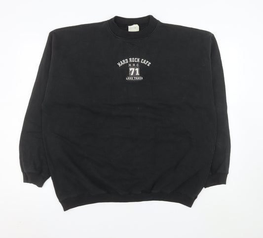 Hard Rock Cafe Men Black XL Pullover Sweatshirt Music Logo