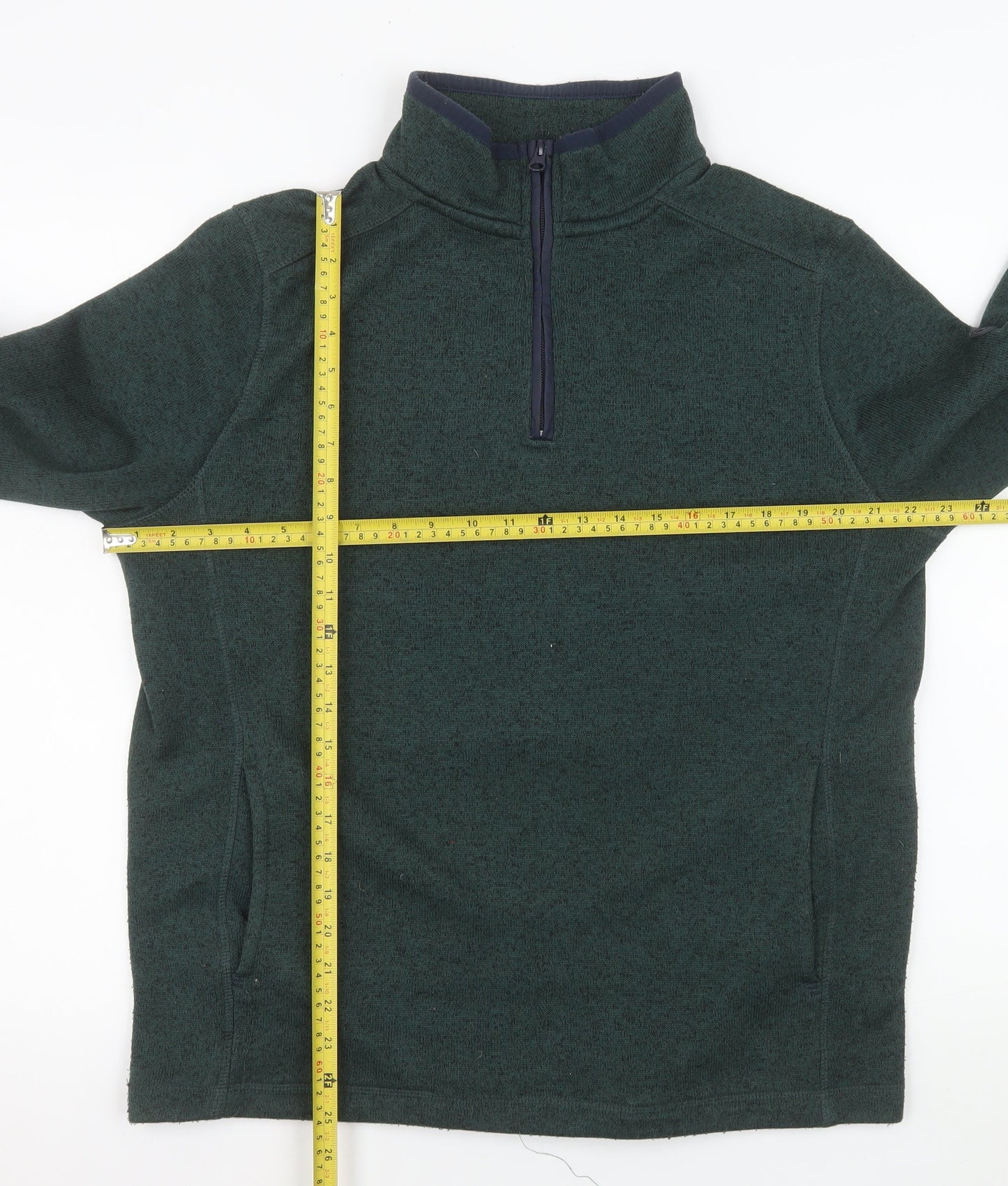 White Stuff Men's Green Half Zip Fleece Sweatshirt Medium