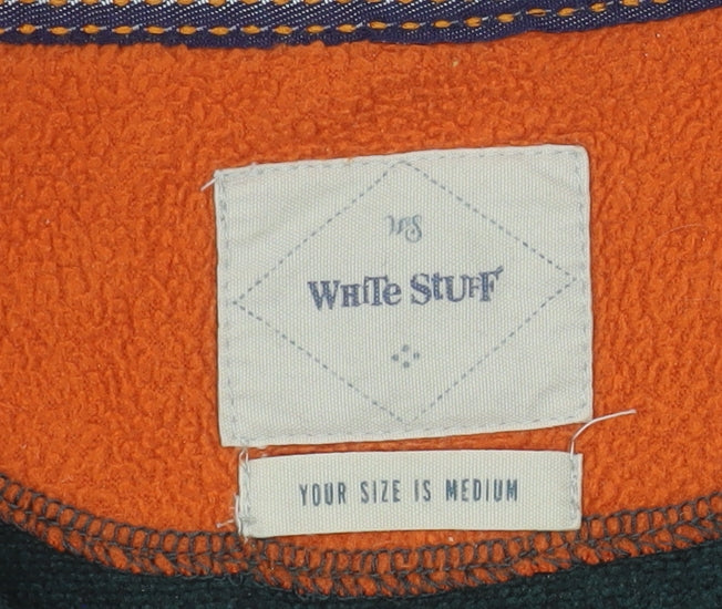 White Stuff Men's Green Half Zip Fleece Sweatshirt Medium