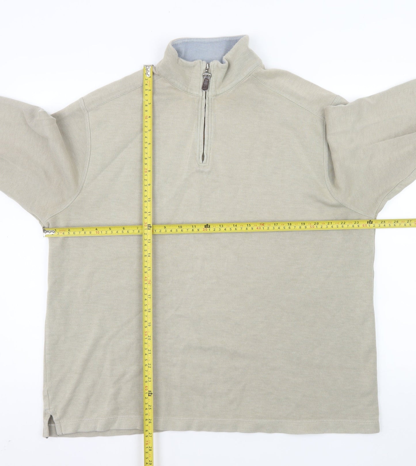 Marks and Spencer Men's Beige XL 1/4 Zip Pullover Sweatshirt