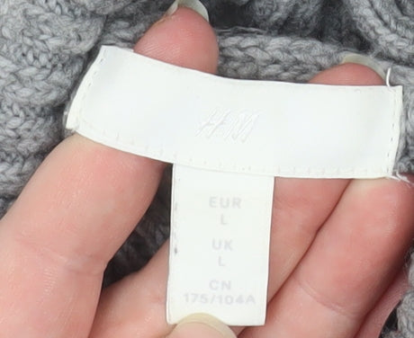 H&M Women’s Grey Roll Neck Ribbed Knit Wool Blend Jumper Size L
