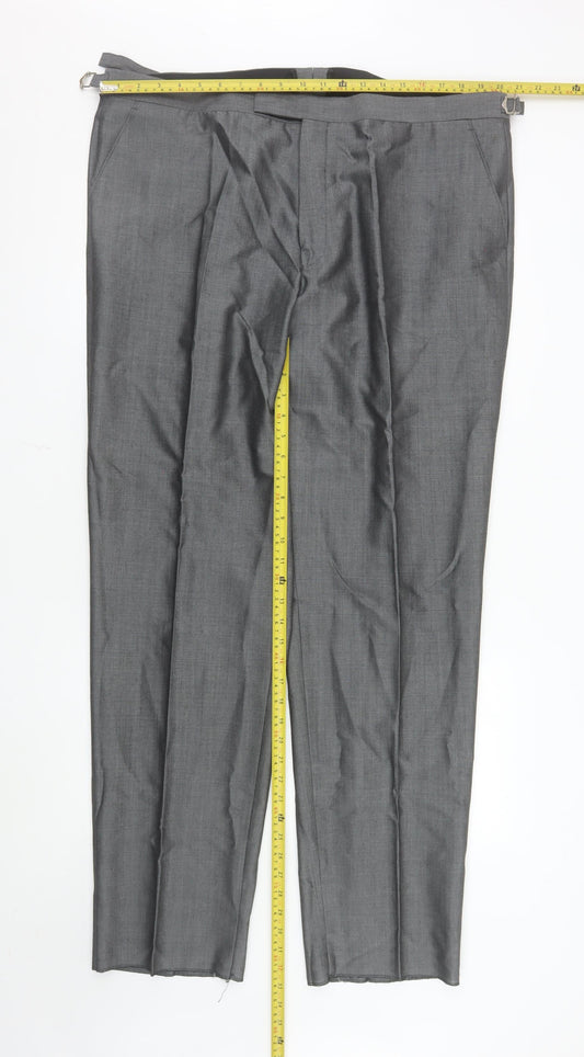 Torre Cerimonia Men's Grey Wool Blend Dress Trousers 42L Formal Pants