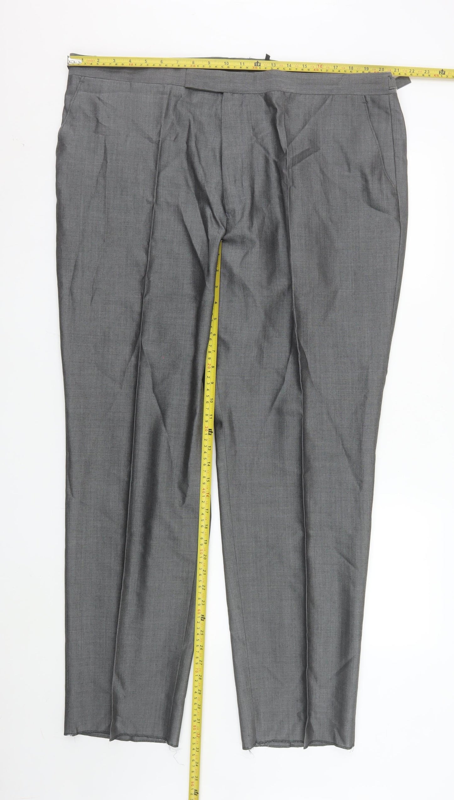 Torre Men Grey Wool Blend Dress Pants 44R Formal Trousers