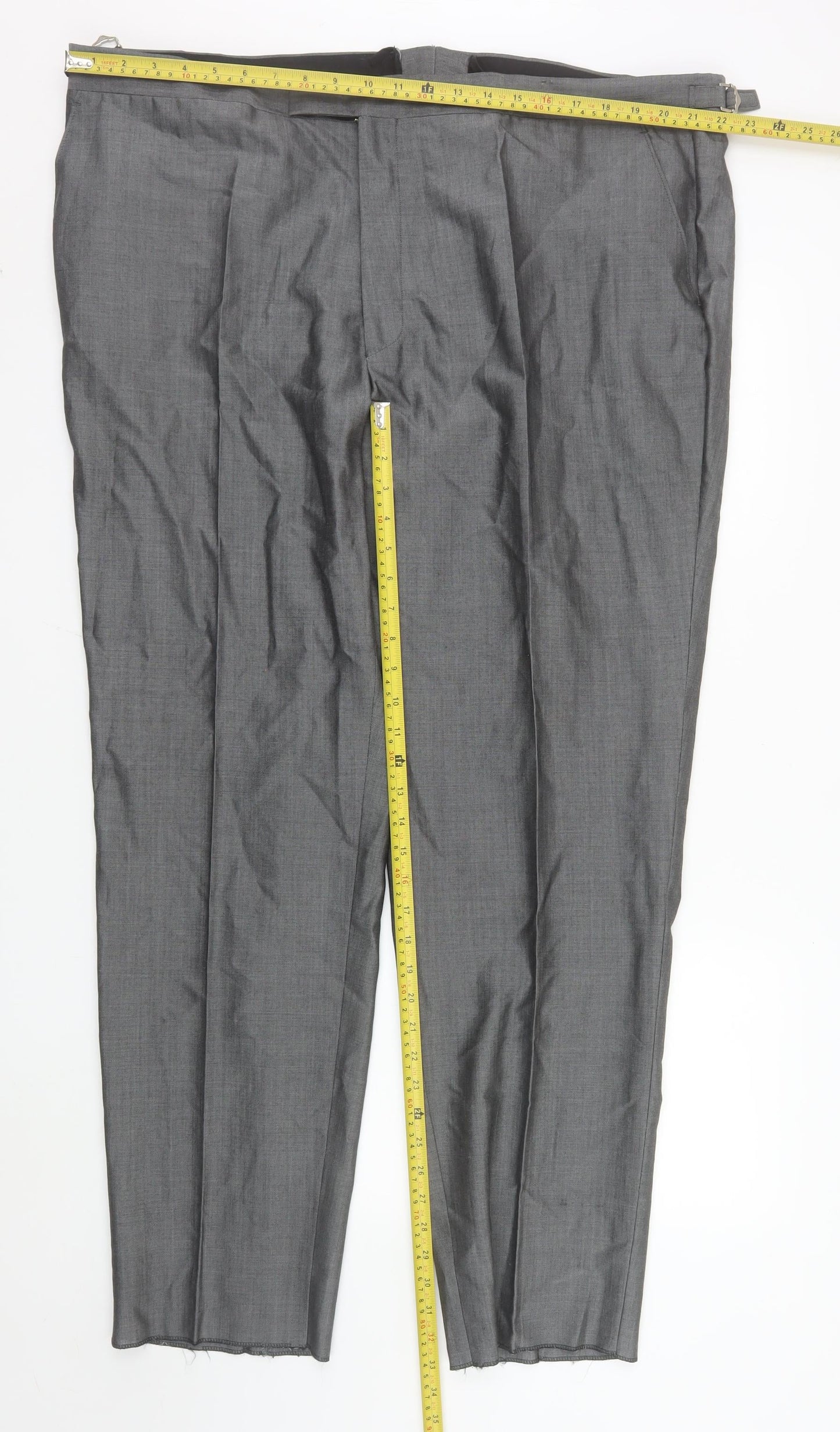Torre Cerimonia Men's Grey Wool Blend Pleated Dress Trousers 46R