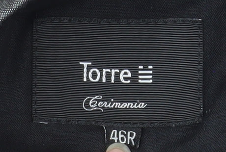 Torre Cerimonia Men's Grey Wool Blend Pleated Dress Trousers 46R