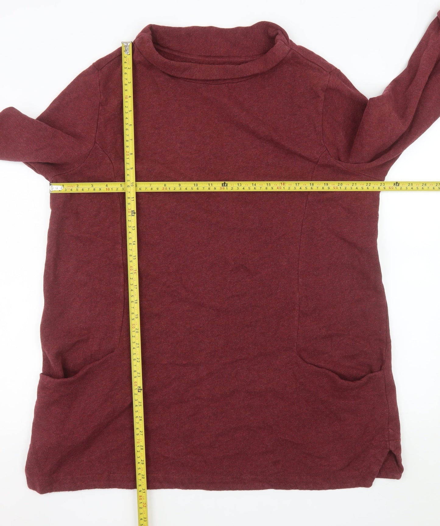 Seasalt Cornwall Womens Red Cotton Shift Dress Size 16 3/4 Sleeve