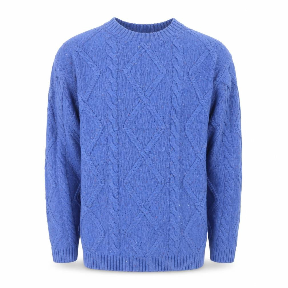 Marks & Spencer Men's Blue Cable-Knit Crew Neck Jumper S
