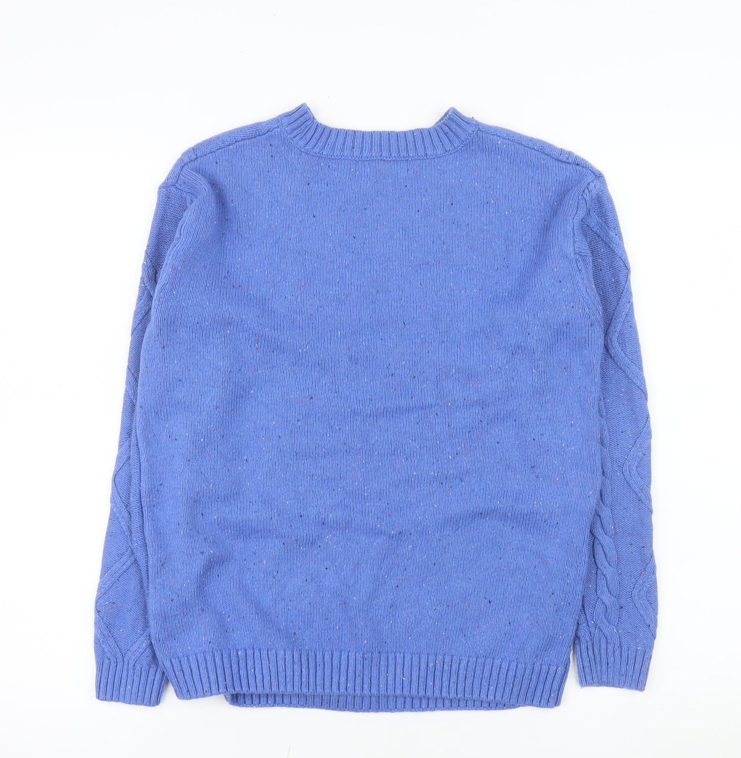Marks and Spencer Men's Blue Cable-Knit Crew Neck Jumper S