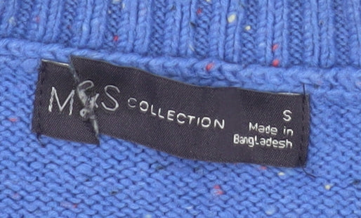 Marks and Spencer Men's Blue Cable-Knit Crew Neck Jumper S