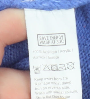 Marks and Spencer Men's Blue Cable-Knit Crew Neck Jumper S