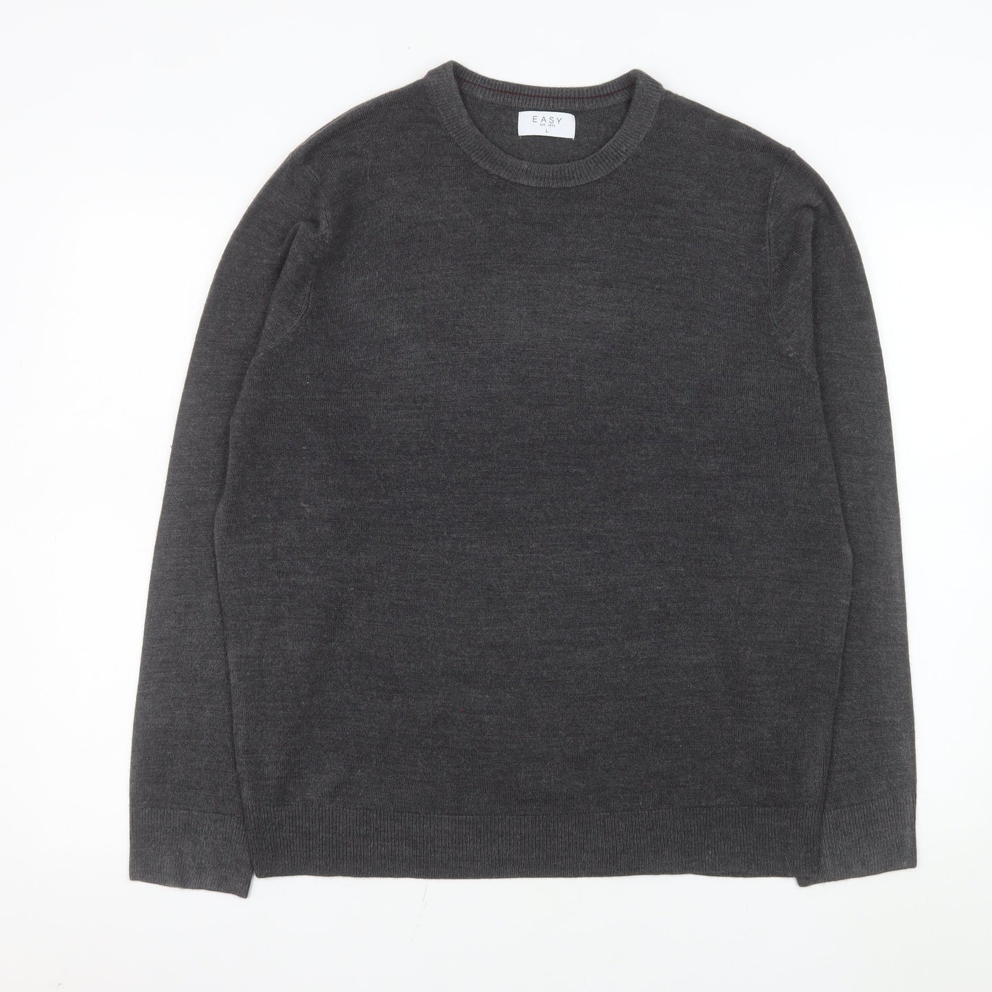 Easy Men’s Grey Acrylic Crew Neck Pullover Jumper L
