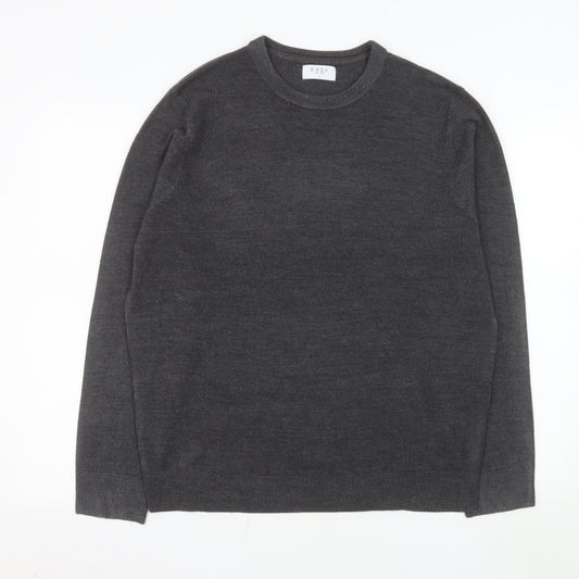 Easy Men’s Grey Acrylic Crew Neck Pullover Jumper L