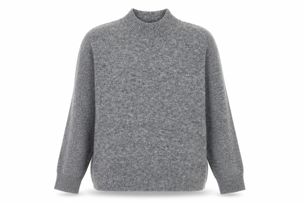 Marks & Spencer Women's Grey Wool Blend Mock Neck Jumper L