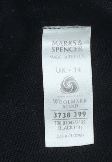 Marks and Spencer Womens Black Wool Blend Trousers Size 14