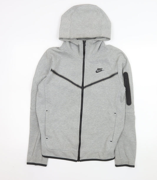 Nike Men's Grey Hooded Full Zip Sports Jacket Size S
