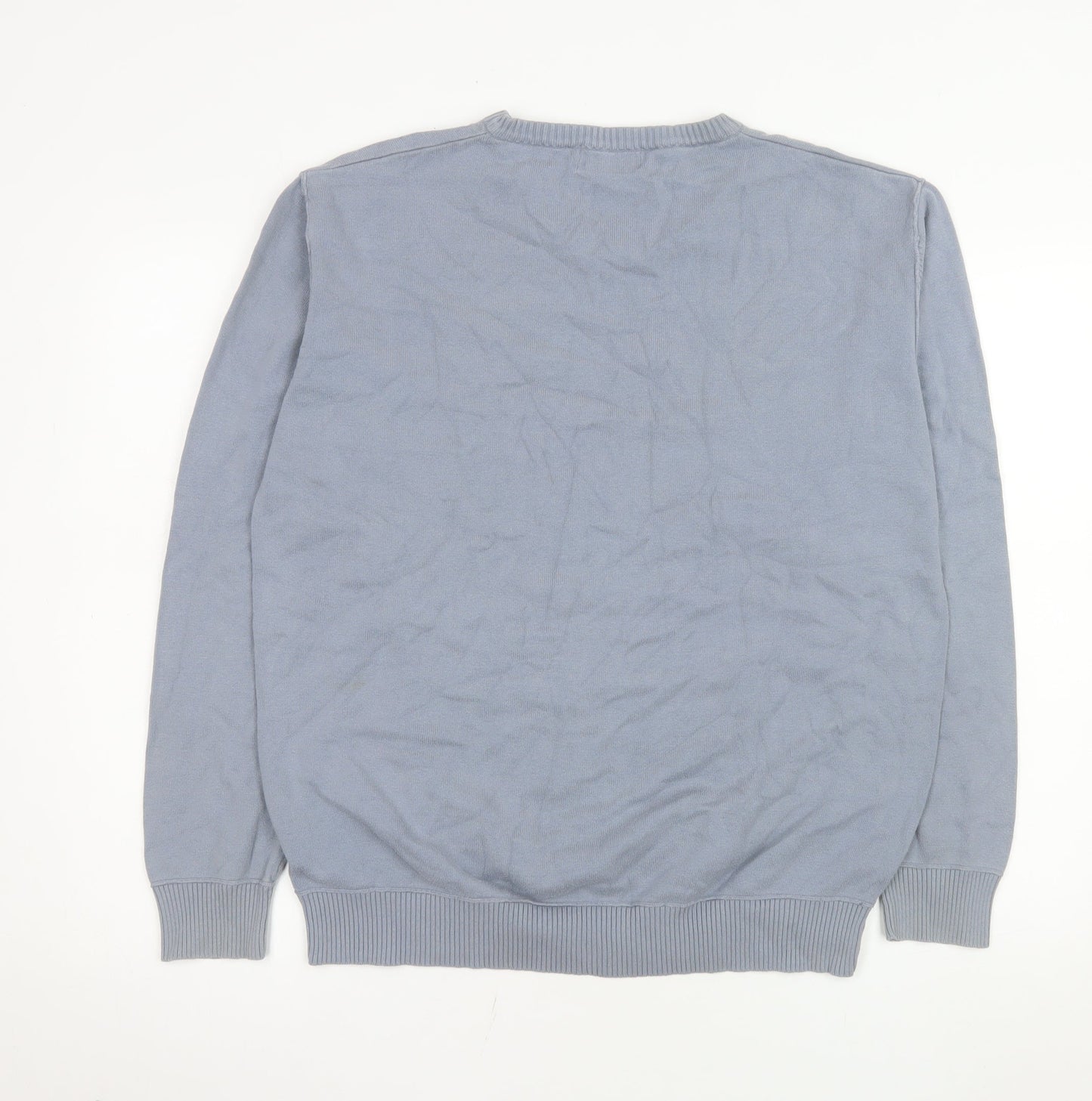 Urban Vintage Men's Blue XL V-Neck Cotton Pullover Jumper