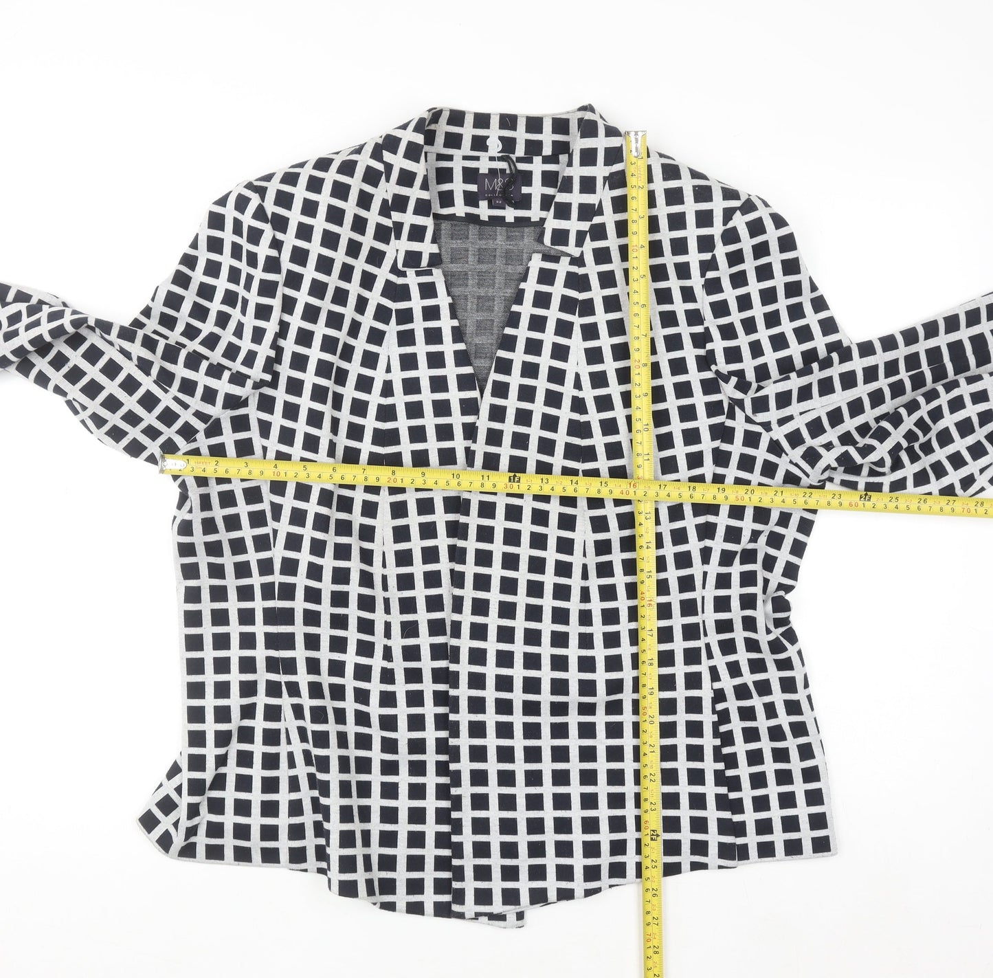 Marks and Spencer Women Blue Check Blazer Size 22 Regular Fit