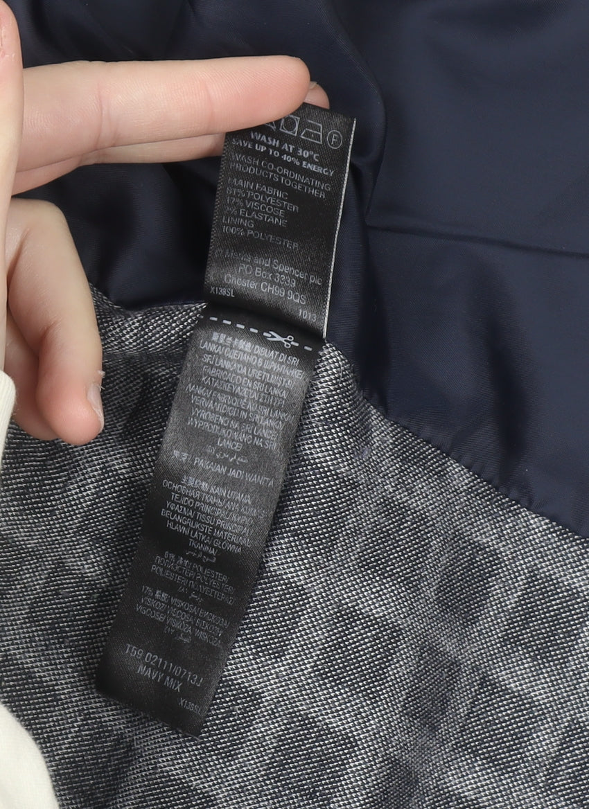 Marks and Spencer Women Blue Check Blazer Size 22 Regular Fit