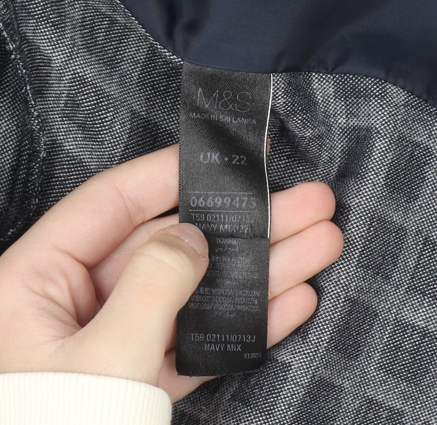 Marks and Spencer Women Blue Check Blazer Size 22 Regular Fit