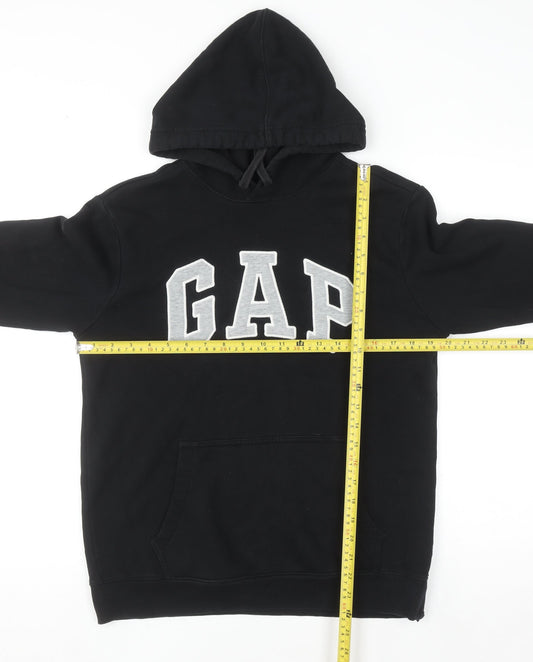 GAP Womens Black XS Pullover Hoodie Cotton Blend Logo Sweatshirt