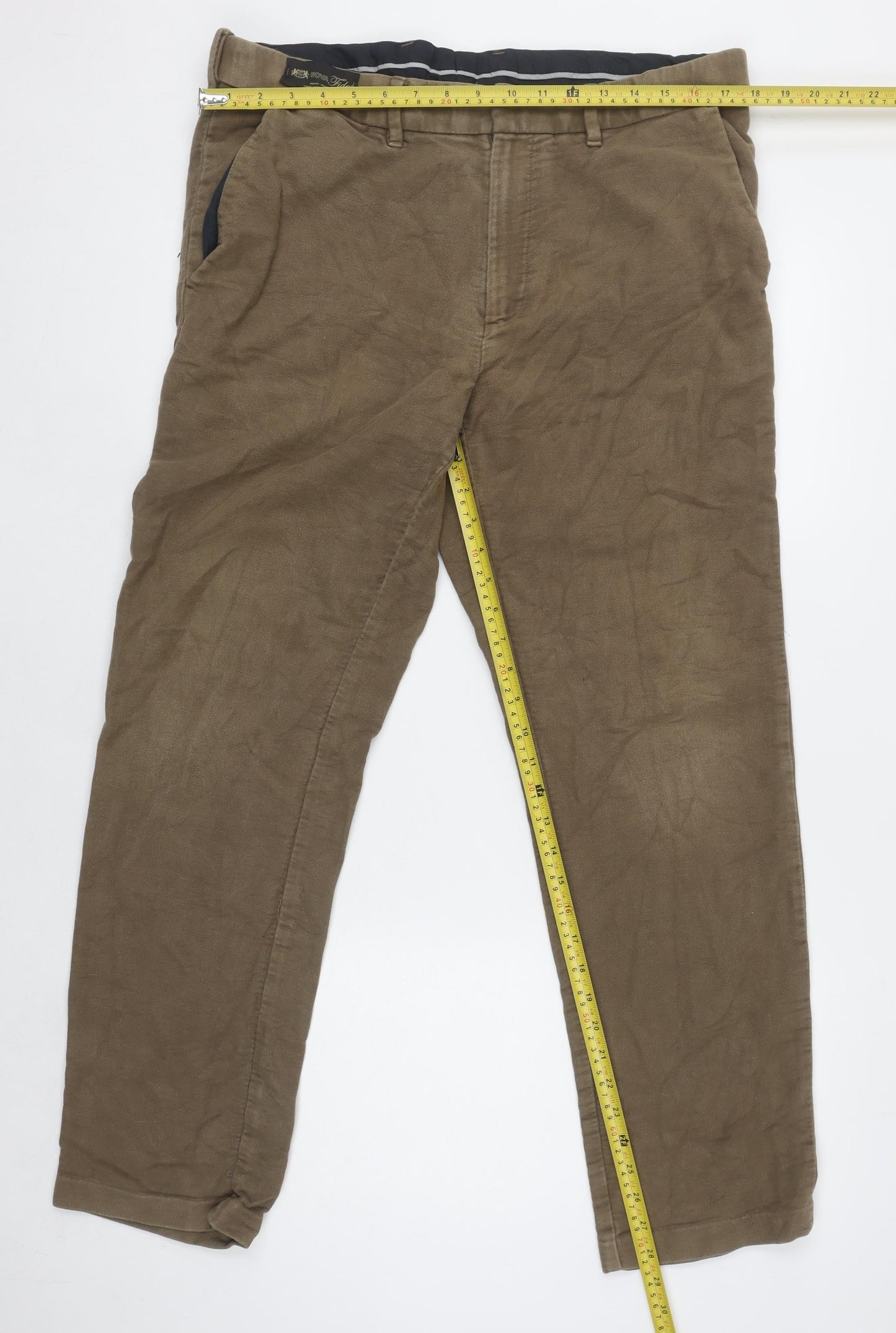 Marks and Spencer Men's Brown Regular Fit Chino Trousers 36W 31L