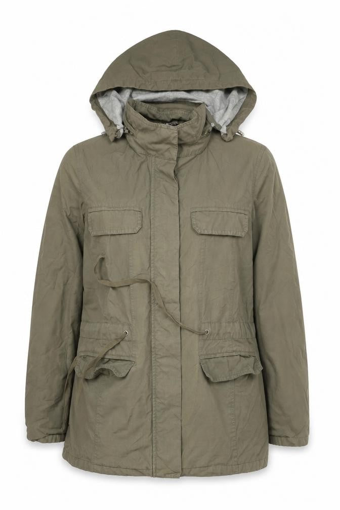Kew Women’s Green Cotton Hooded Parka Jacket Size 14