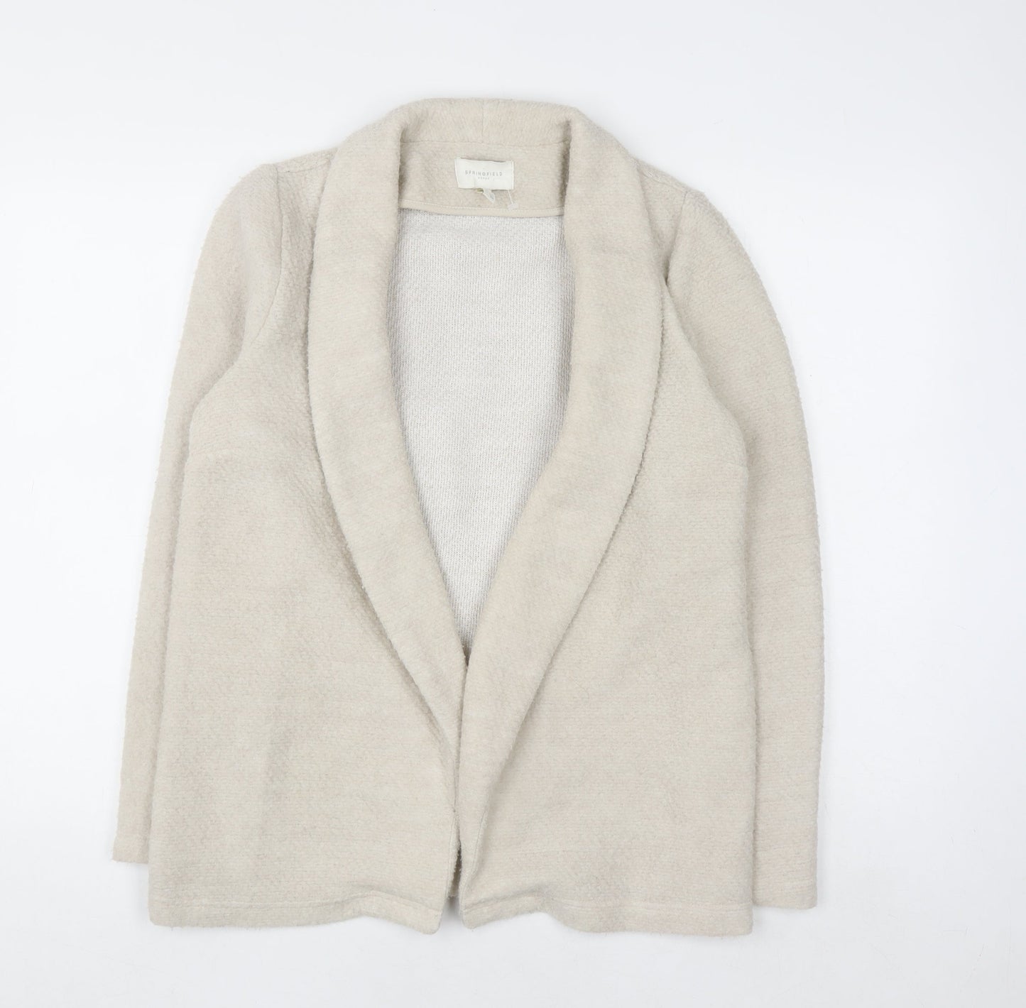 Springfield Women Beige Wool Blend Open Cardigan Size 12