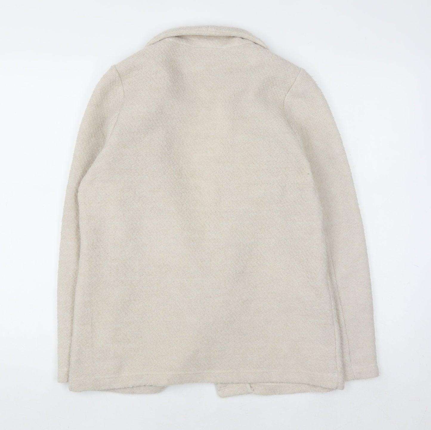 Springfield Women Beige Wool Blend Open Cardigan Size 12