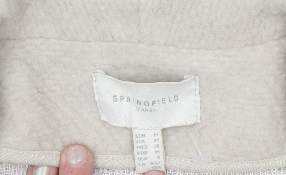 Springfield Women Beige Wool Blend Open Cardigan Size 12