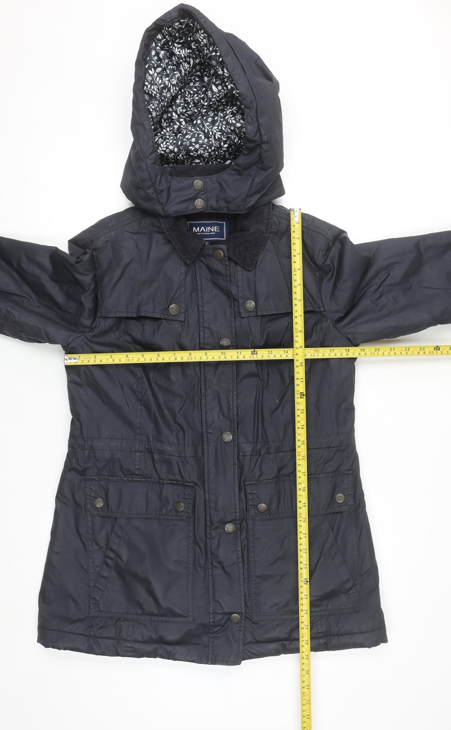 Maine New England Women's Blue Hooded Parka Jacket Size 12